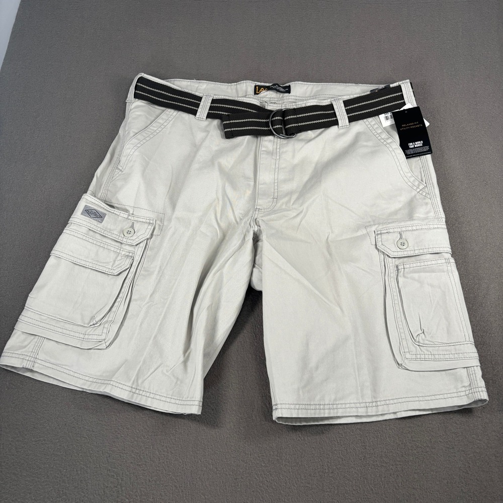 Lee Relaxed Fit Cargo Shorts Mens Size 42 Cadet Gray Belted 102183384